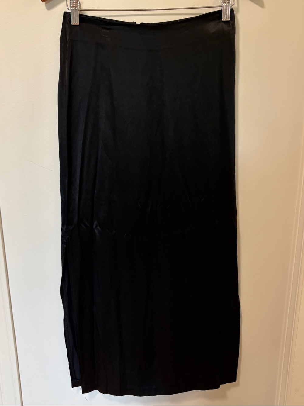 Silky Satin Long Black Maxi Skirt 35th and 10th Size 7 Made in USA